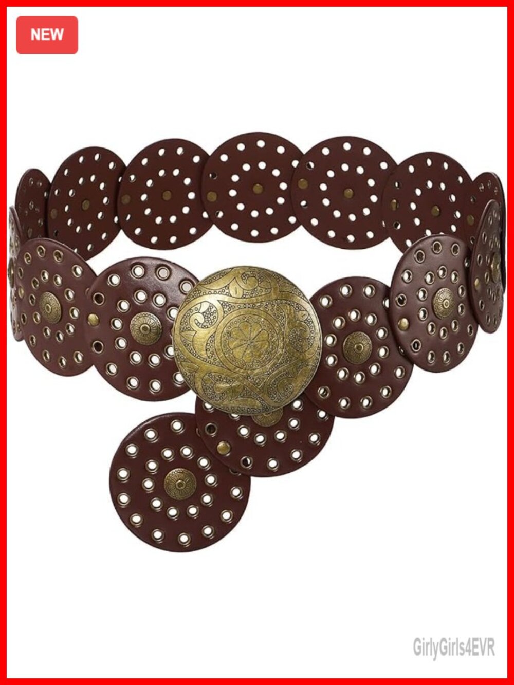 Western Leather Belt Concho Cowgirl Cowboy Disc Wide Boho Country Waist